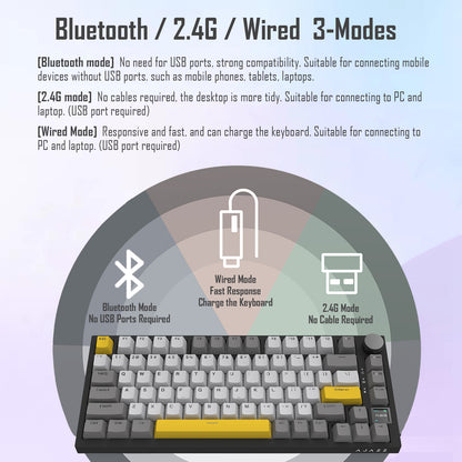 AJAZZ AK820 Pro 75% Gasket RGB Wireless Mechanical Keyboard with TFT Screen and Volume knob