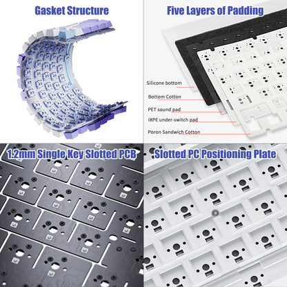 AJAZZ AK820 75% Wired RGB Gasket Mechanical Keyboard with Volume Knob