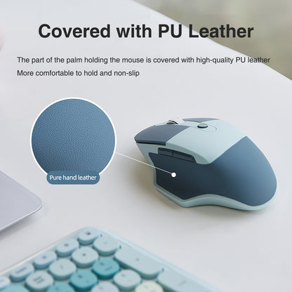 Colorful Wireless Ergonomic Keyboard and Mouse Combo with PU Wrist Rest