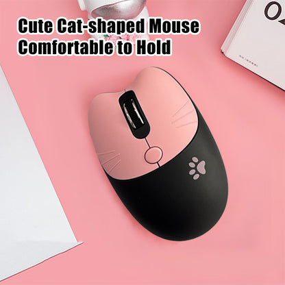 Cute Cat Full Size Wireless Keyboard and Mouse Combo