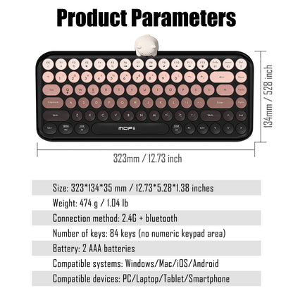 Colorful Dual Mode Wireless Keyboard with Magnetic Bear
