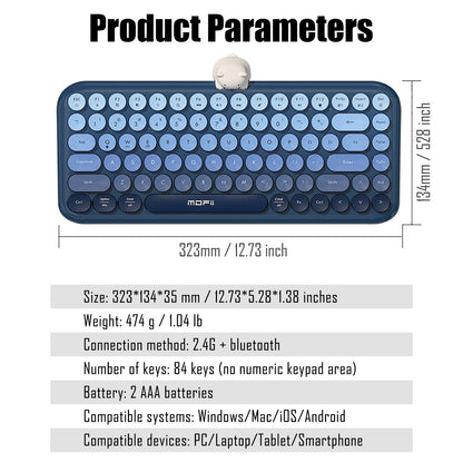 Colorful Dual Mode Wireless Keyboard with Magnetic Bear
