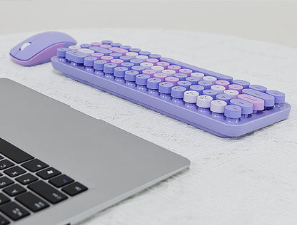 Compact 68 Key Colorful Wireless Keyboard and Mouse Combo