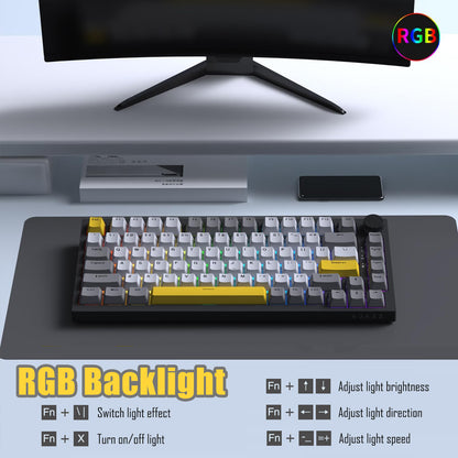 AJAZZ AK820 75% Wired RGB Gasket Mechanical Keyboard with Volume Knob