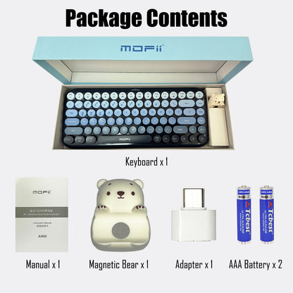 Colorful Dual Mode Wireless Keyboard with Magnetic Bear