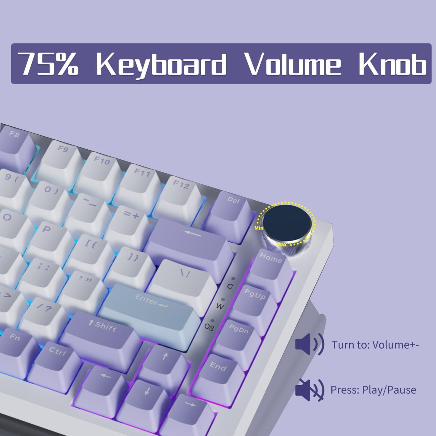 AJAZZ AK820 75% Wired RGB Gasket Mechanical Keyboard with Volume Knob