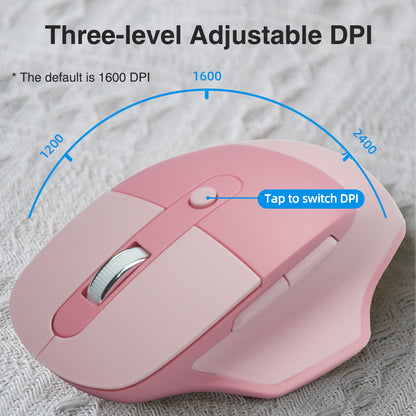 Colorful Wireless Ergonomic Keyboard and Mouse Combo with PU Wrist Rest