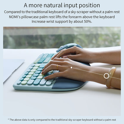 Colorful Wireless Ergonomic Keyboard and Mouse Combo with PU Wrist Rest